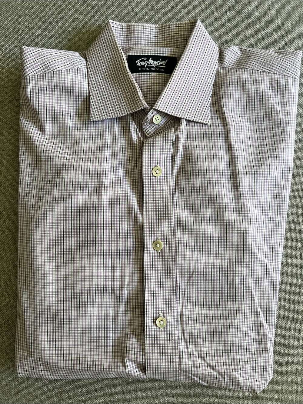 Custom Tailored Men's Lavender Micro-Check Dress Shirt